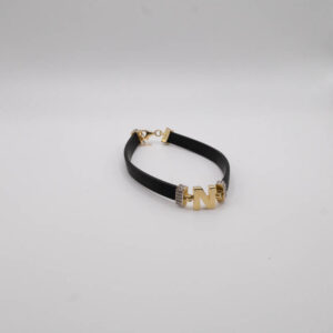 14ct. Gold and Silicone Bracelet with initial "N"