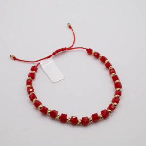 14ct. Gold Shamballa Bracelet, Red