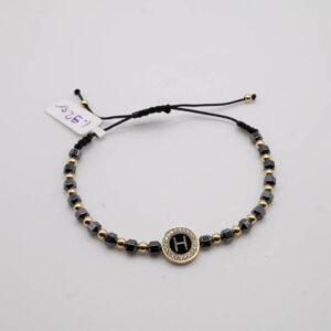 14ct. Gold Shamballa Bracelet, initial "H"