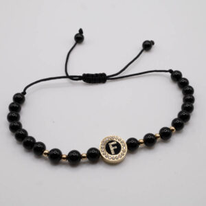 14ct. Gold Shamballa Bracelet, initial "F"