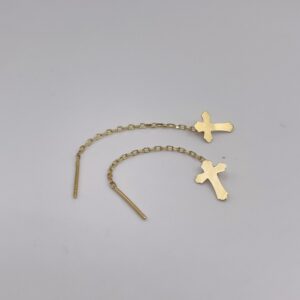 14k Gold Chain Cross Earrings
