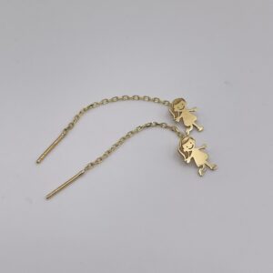 14k Gold Chain Earrings with girl charm