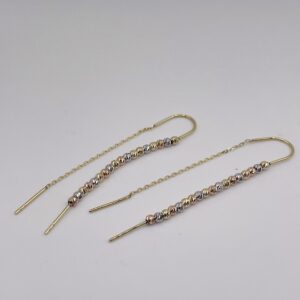 14k gold chain ball threader earrings