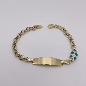 14k gold children's id bracelet with Evil Eye Charm