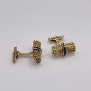 18K gold cufflinks with natural sapphires