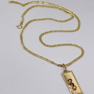 14k Gold Chain with Rectangular Icon Pendant