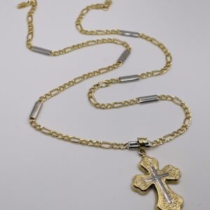 14k Gold Chain with Orthodox Cross Pendant