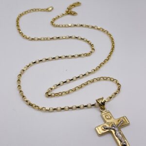 14k Gold Cable Chain with Crucifix Pendant