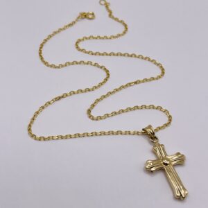 14K Gold Cross Necklace, Classic Minimal Design