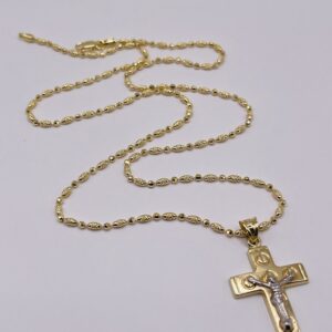 14K Gold Cross Necklace with Jesus Detail