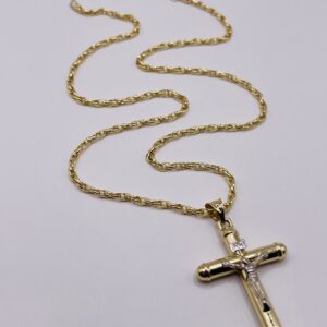 14K Gold Cross Necklace with Jesus Detail