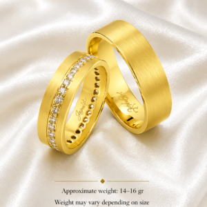 Brushed Gold Elegance Weeding Bands