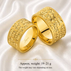 Script LOVE Gold Wedding Bands
