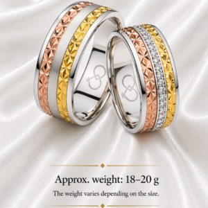 Tri-Colour Diamond Wedding Bands