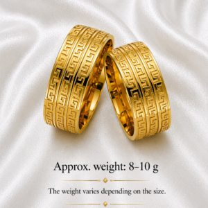 Greek Key Gold Wedding Band
