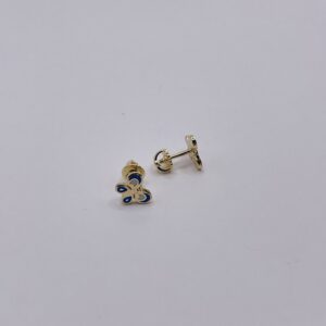 14K Gold Butterfly Stud Earrings (blue enamel)