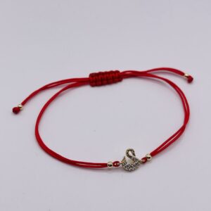 14K Gold Swan Red String Bracelet