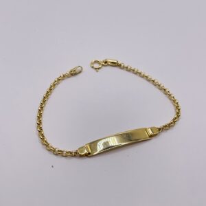 14K Gold Kids id Bracelet, Classic Chain