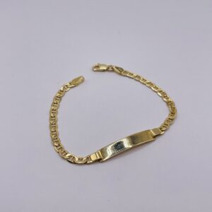 14K Gold Kids id Bracelet, Figaro Chain