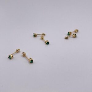 14K Gold Kids Emerald Earrings