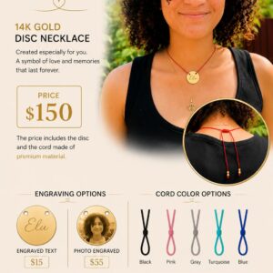 14K Gold Disc Pendant + 4 Gold Beads