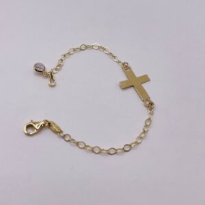 14K Gold Children's Cross Bracelet, unisex 13,5cm