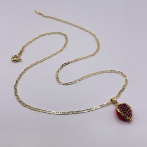 14K Gold Pomegranate Pendant Necklace