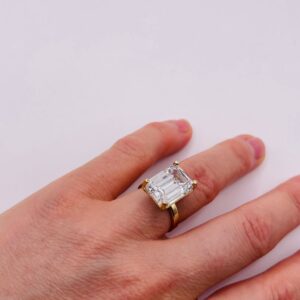 14K Gold Emerald , Cut Solitaire Ring