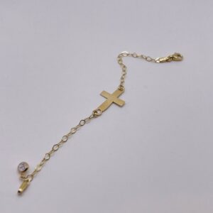 14K Gold Children's Cross Bracelet, unisex