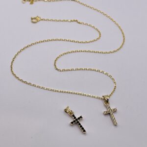 14K Gold Reversible Cross Necklace Classic 50 cm