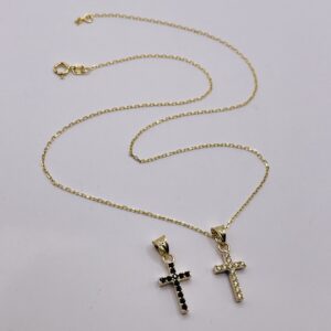 14K Gold Reversible Cross Necklace